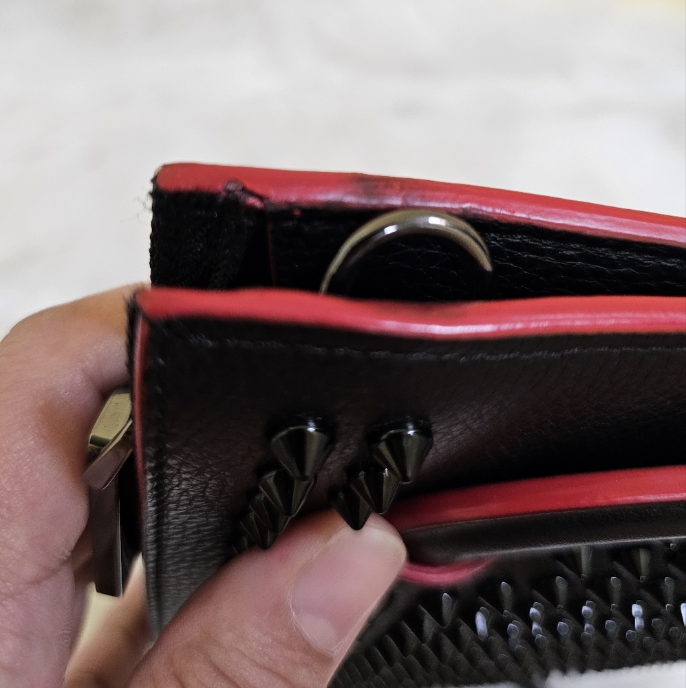 Christian Louboutin Handbag Trick Track Small Spike Studs Black Clutch 3way Bag - Picture 5 of 17